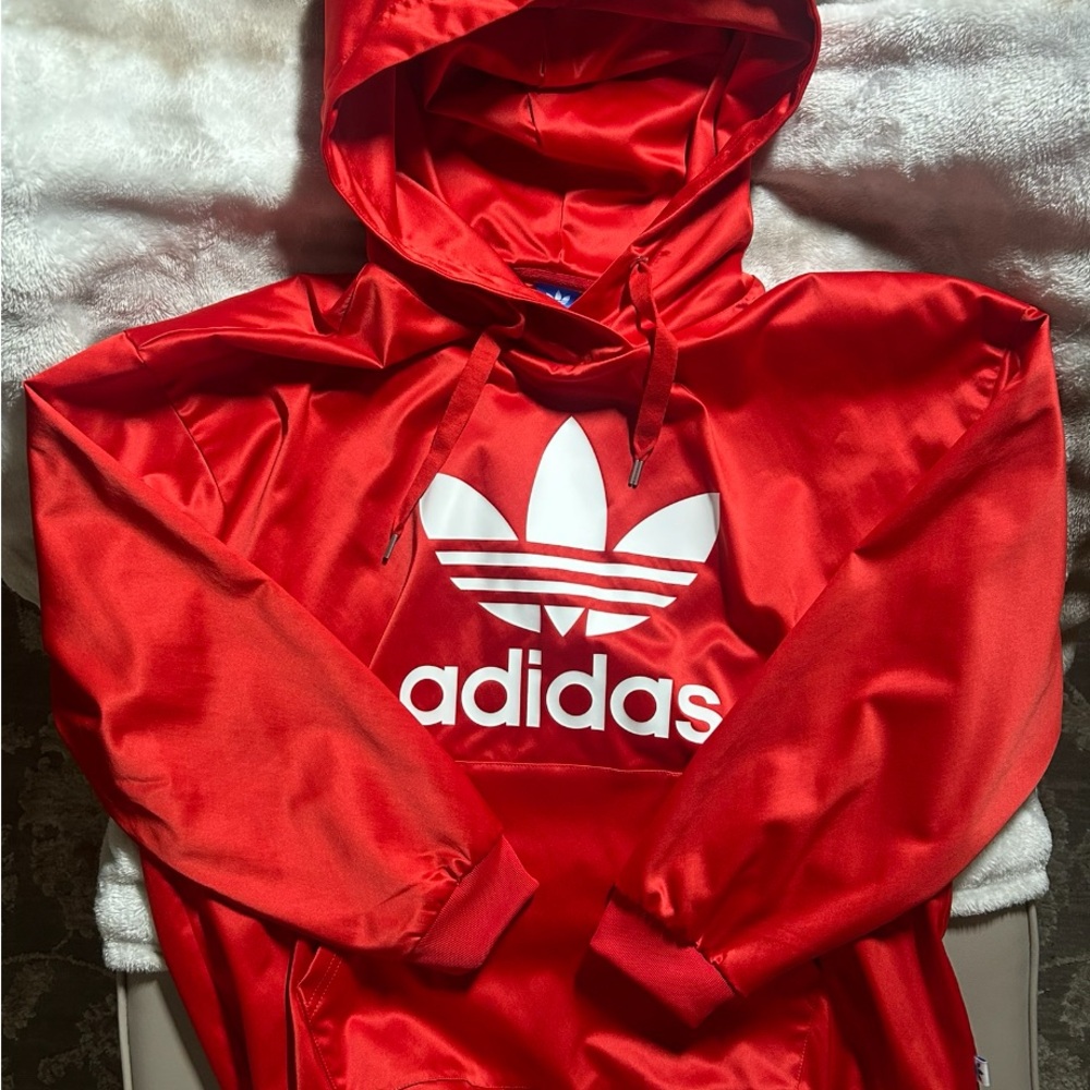 Adidas satin Red hoodie